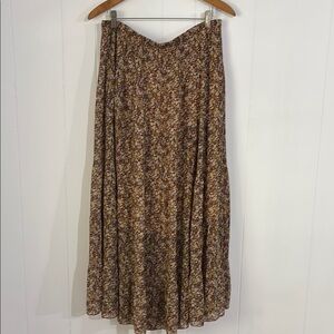 NashalyLy Bohemian Floral‎ Brown Midi Skirt Size 2XL